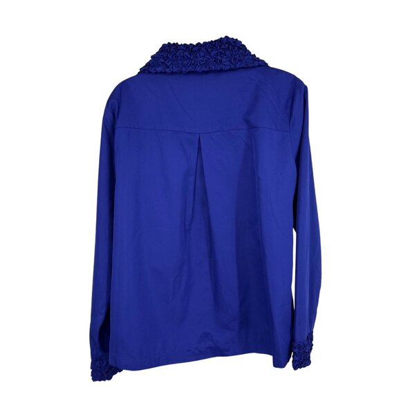 Susan Graver Womens Puckered Collar Royal Blue Full-Zip Jacket Size M - Picture 5 of 9